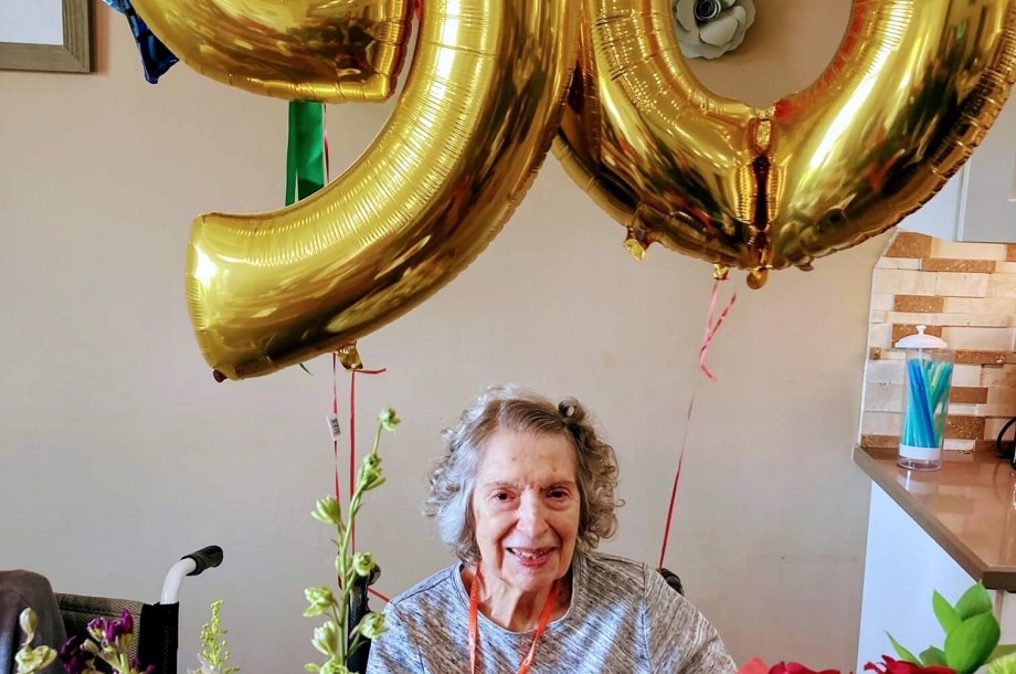a senior celebrating her 90th birthday